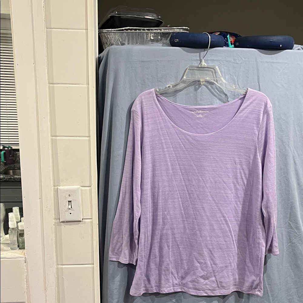 Croft & Barrow Light Purple Long Sleeve Top size XL